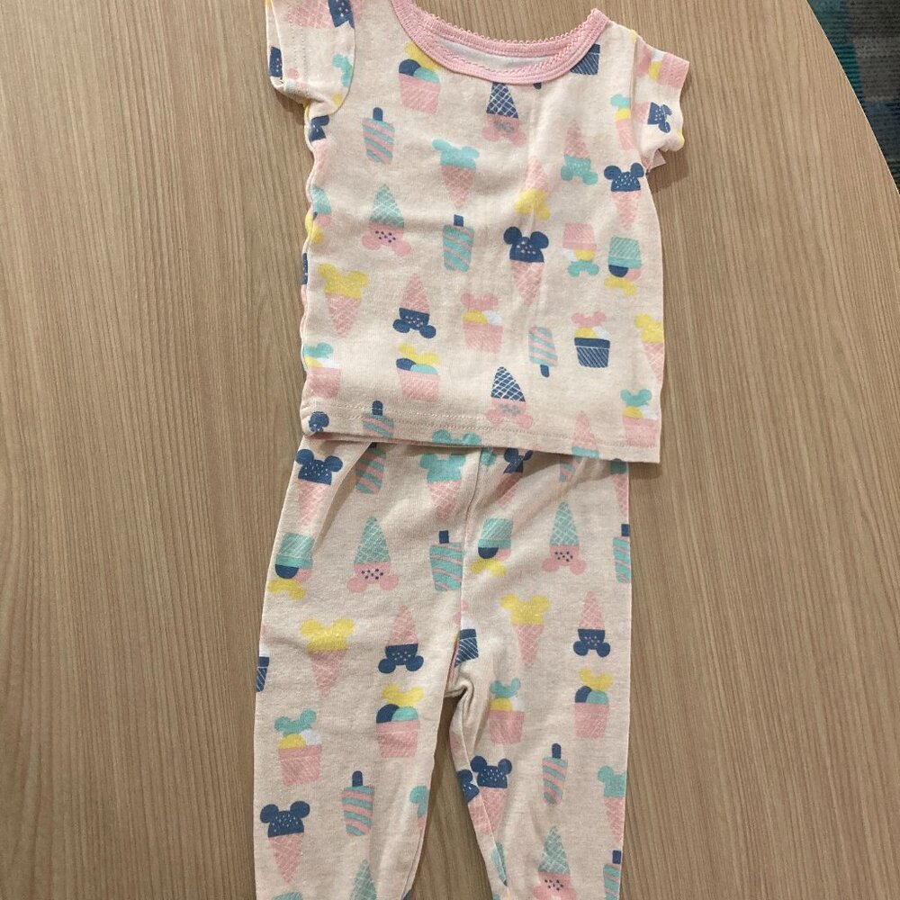 Disney Baby Ice Cream Treats Pajama Set 12 Months Cotton Light Pink Short Sleeve